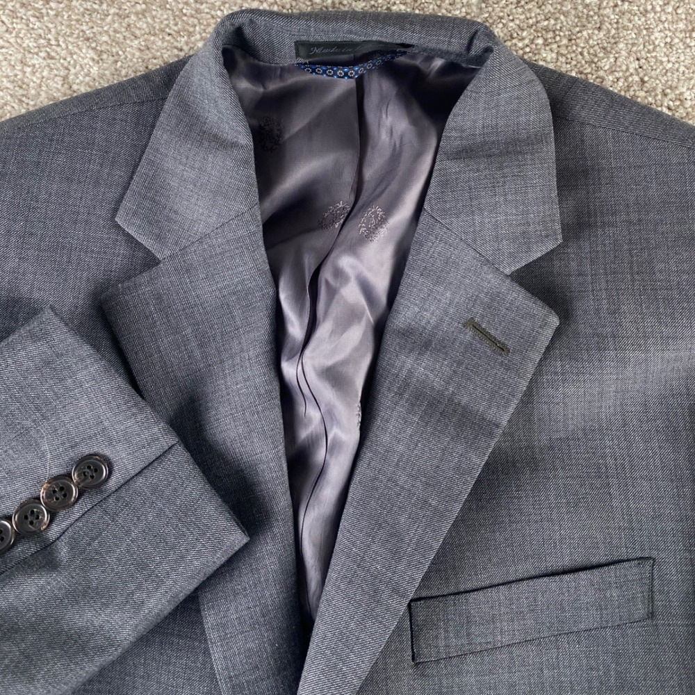 Lauren Ralph Lauren Gray Blazer Sport Coat Jacket Pocket Mens 38S Wool Stretch